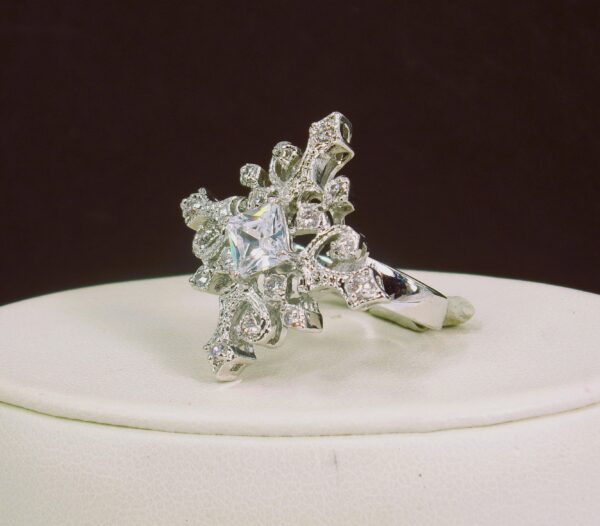 CROSS RING WITH CLEAR CUBIC ZIRCONIA STONES - Image 3