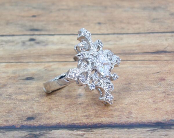 CROSS RING WITH CLEAR CUBIC ZIRCONIA STONES - Image 7