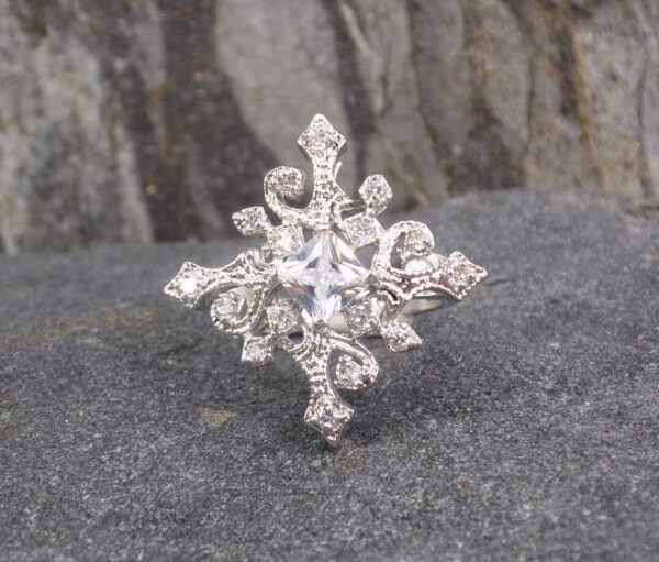 CROSS RING WITH CLEAR CUBIC ZIRCONIA STONES - Image 6