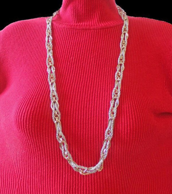 GOLD LINK AND SILVER ROPE CORD NECKLACE - Image 2