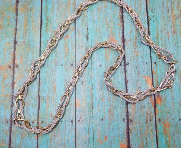 GOLD LINK AND SILVER ROPE CORD NECKLACE - Image 6