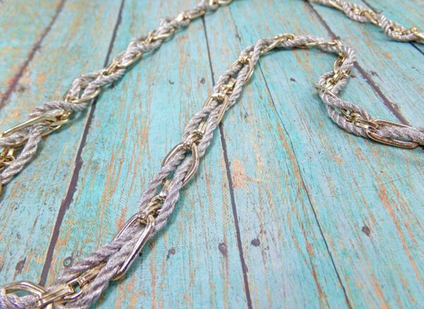 GOLD LINK AND SILVER ROPE CORD NECKLACE - Image 7