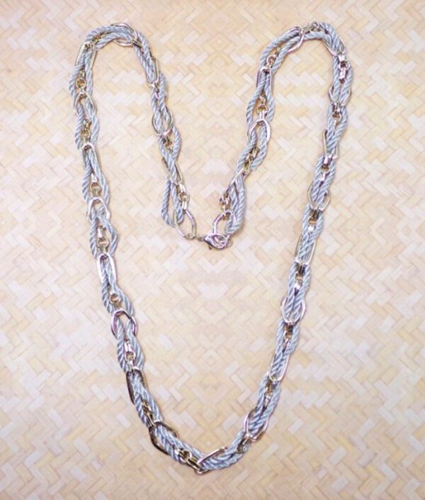 GOLD LINK AND SILVER ROPE CORD NECKLACE - Image 8