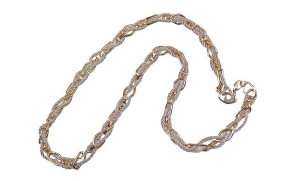 GOLD LINK AND SILVER ROPE CORD NECKLACE - Image 3