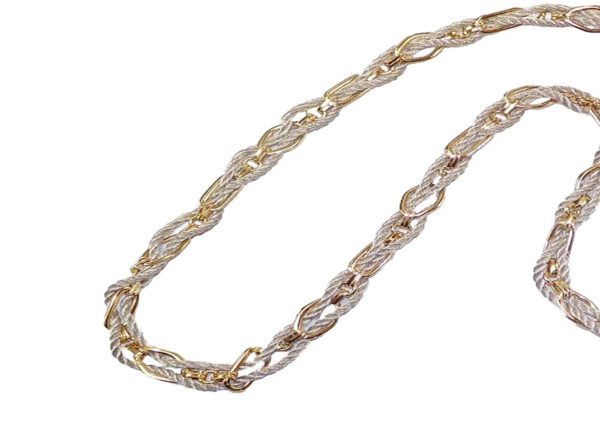 GOLD LINK AND SILVER ROPE CORD NECKLACE