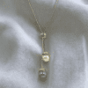 PEARL LARIAT NECKLACE WITH WHITE AND GRAY PEARLS - Image 8