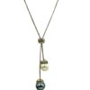 PEARL LARIAT NECKLACE WITH WHITE AND GRAY PEARLS