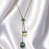 PEARL LARIAT NECKLACE WITH WHITE AND GRAY PEARLS - Image 4