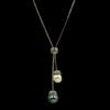 PEARL LARIAT NECKLACE WITH WHITE AND GRAY PEARLS - Image 2