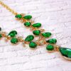 GREEN CRYSTAL LEAVES NECKLACE AND EARRING SET - Image 4