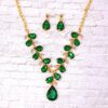 GREEN CRYSTAL LEAVES NECKLACE AND EARRING SET - Image 5