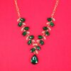 GREEN CRYSTAL LEAVES NECKLACE AND EARRING SET - Image 7