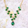 GREEN CRYSTAL LEAVES NECKLACE AND EARRING SET - Image 9