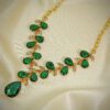 GREEN CRYSTAL LEAVES NECKLACE AND EARRING SET - Image 3