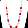RED AND GRAY GLASS BEADED NECKLACE - Image 3
