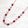 RED AND GRAY GLASS BEADED NECKLACE - Image 5