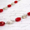 RED AND GRAY GLASS BEADED NECKLACE - Image 2