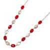 RED AND GRAY GLASS BEADED NECKLACE