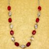 RED AND GRAY GLASS BEADED NECKLACE - Image 6