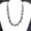 BLACK AND CLEAR GLASS BEAD NECKLACE WITH FABRIC WRAP CHAIN - Image 3