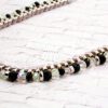 BLACK AND CLEAR GLASS BEAD NECKLACE WITH FABRIC WRAP CHAIN - Image 2