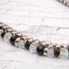 BLACK AND CLEAR GLASS BEAD NECKLACE WITH FABRIC WRAP CHAIN - Image 5