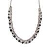 BLACK AND CLEAR GLASS BEAD NECKLACE WITH FABRIC WRAP CHAIN