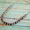 BLACK AND CLEAR GLASS BEAD NECKLACE WITH FABRIC WRAP CHAIN - Image 7