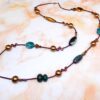 LONG BROWN AND GREEN STONE BEAD NECKLACE - Image 2