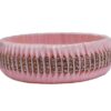 PINK FABRIC WRAPPED BRACELET WITH PINK CRYSTALS
