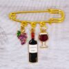 WINE THEME CHARM BROOCH PIN - Image 8