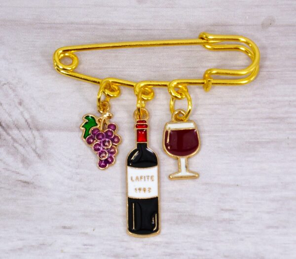 WINE THEME CHARM BROOCH PIN - Image 8