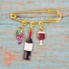 WINE THEME CHARM BROOCH PIN - Image 3