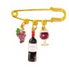 WINE THEME CHARM BROOCH PIN