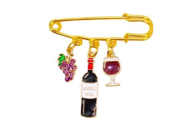 WINE THEME CHARM BROOCH PIN