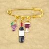WINE THEME CHARM BROOCH PIN - Image 2