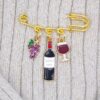 WINE THEME CHARM BROOCH PIN - Image 6