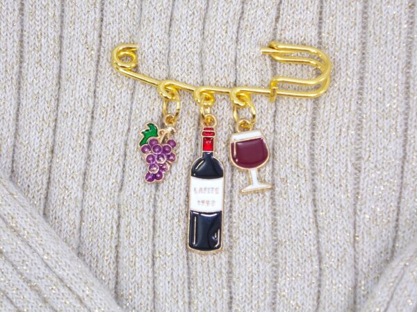 WINE THEME CHARM BROOCH PIN - Image 6