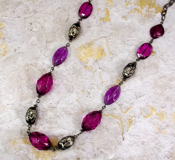 PURPLE AND GRAY BEADED NECKLACE - Image 8