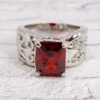 RED CUBIC ZIRCONIA STONE RING SIZE 8 - Image 4