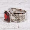 RED CUBIC ZIRCONIA STONE RING SIZE 8 - Image 5