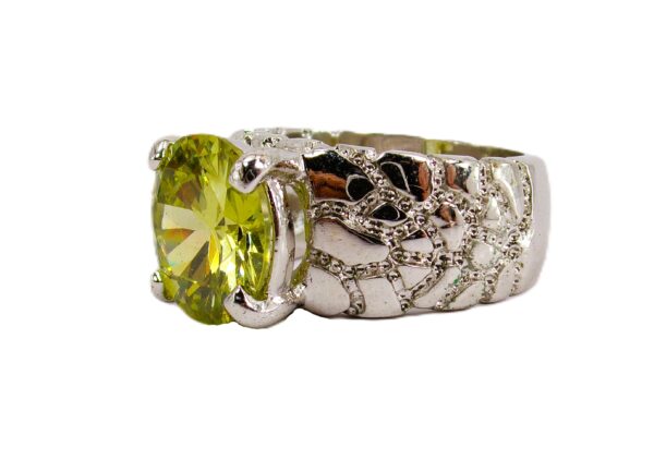 YELLOW ROUND SOLITAIRE CUBIC ZIRCONIA STONE RING SIZE 8 - Image 2