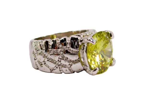 YELLOW ROUND SOLITAIRE CUBIC ZIRCONIA STONE RING SIZE 8 - Image 3