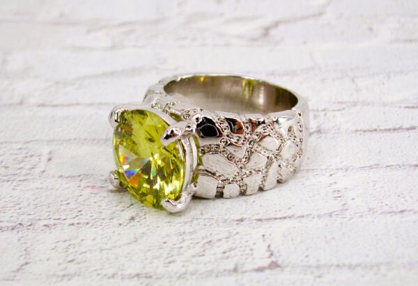 YELLOW ROUND SOLITAIRE CUBIC ZIRCONIA STONE RING SIZE 8 - Image 9