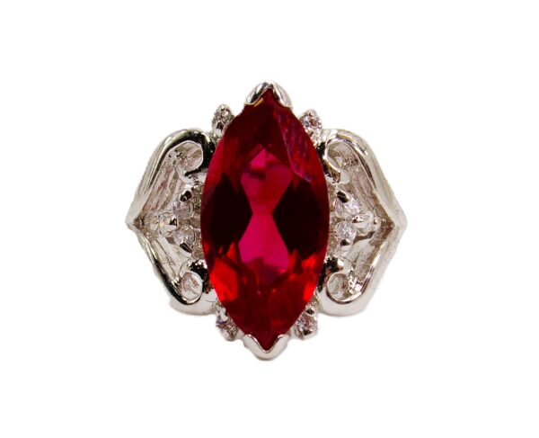 LARGE RED MARQUISE CUBIC ZIRCONIA STONE RING SIZE 7