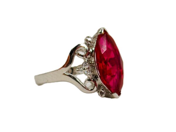 LARGE RED MARQUISE CUBIC ZIRCONIA STONE RING SIZE 7 - Image 3