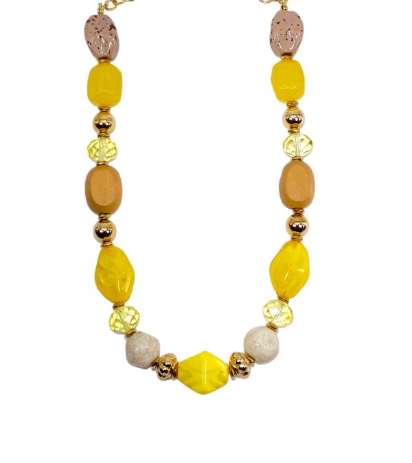 YELLOW AND BROWN BEAD NECKLACE