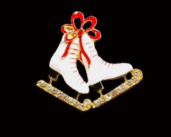 ICE SKATES PIN BROOCH WITH SPARKLES AND CRYSTALS - Image 7