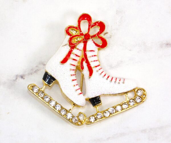 ICE SKATES PIN BROOCH WITH SPARKLES AND CRYSTALS - Image 8