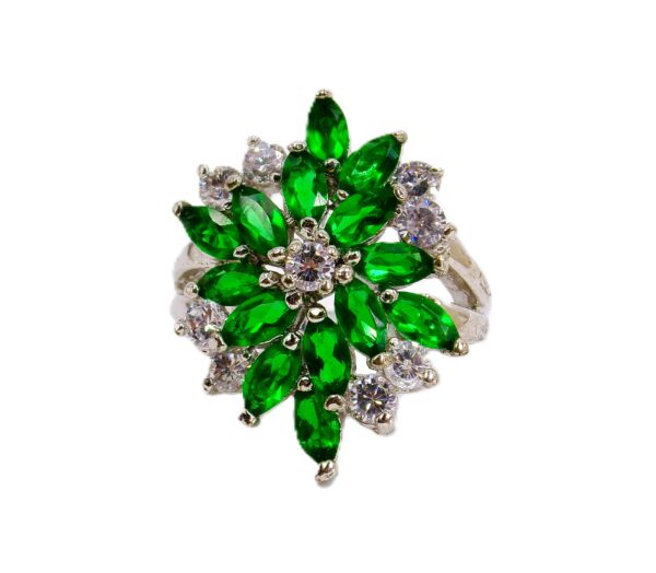 GREEN AND CLEAR CUBIC ZIRCONIA STONE RING SIZE 8